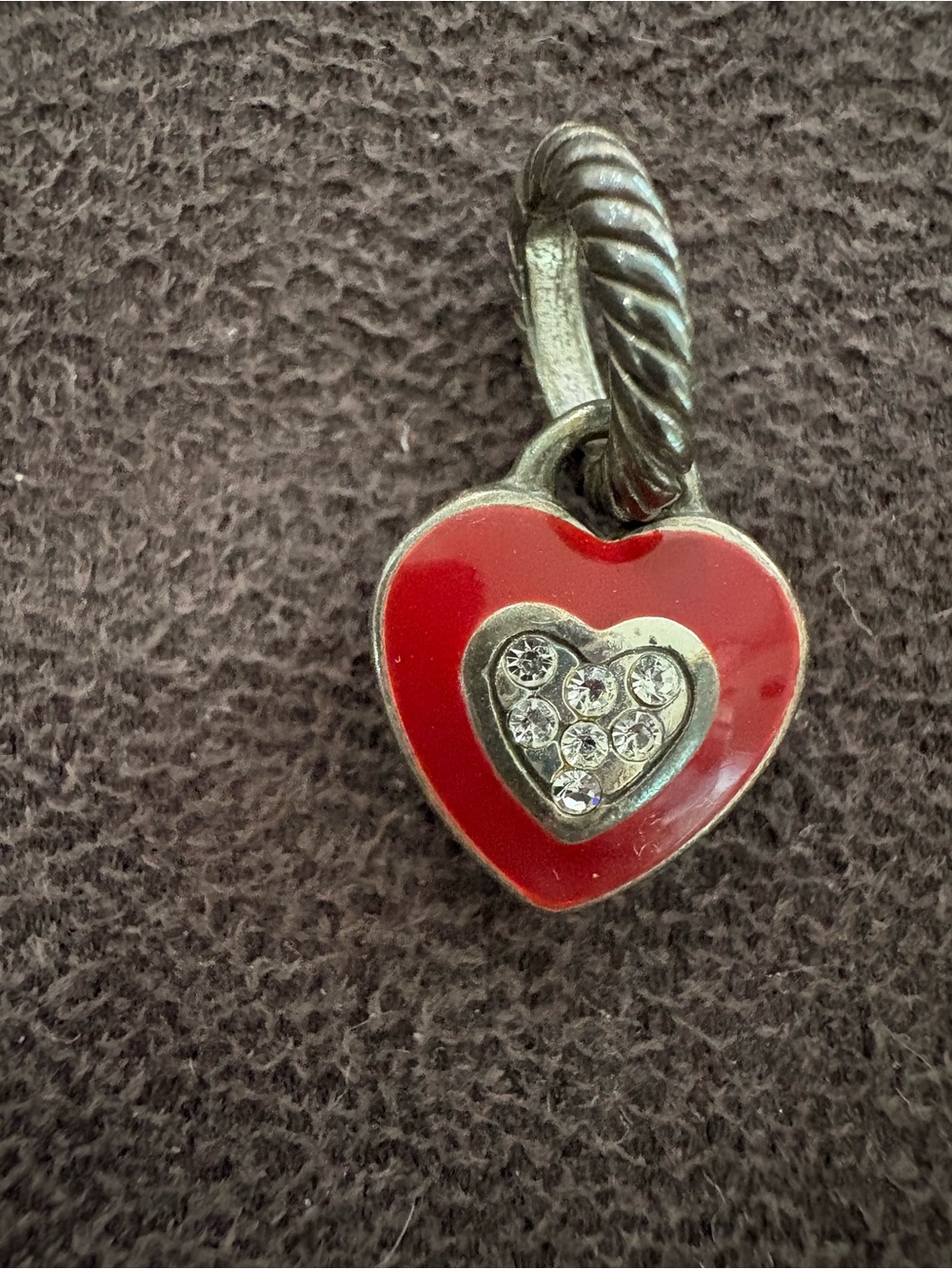 Brighton Red Heart Crystal Pendant Charm - Women Jewelry